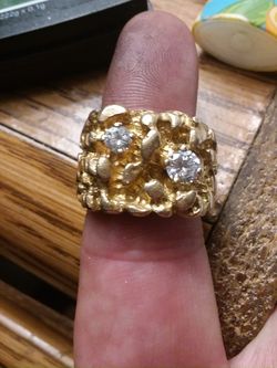 14 karat men's gold nugget ring
