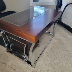 Modern Desk / file Cabinet (Wood, Metal, Glass)