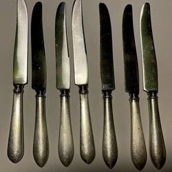 7 silver plated Knifes From DORIS ROBERTS Estate sale.