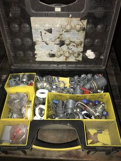 Box full of electrical fittings and parts
