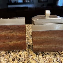 Vanity Toothbrush & Cottonball / Swab Container 