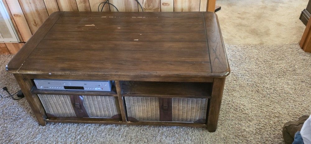 Table With Wicker Drawers 