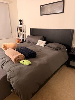 BEST OFFER King Bed Frame and Mattress with Tall Headboard