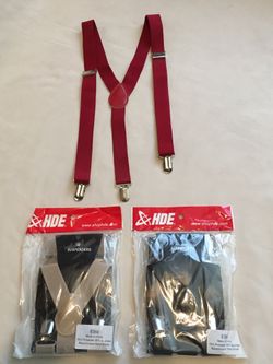Lot 3 - NEW - KIDS RED BLACK BROWN SUSPENDER