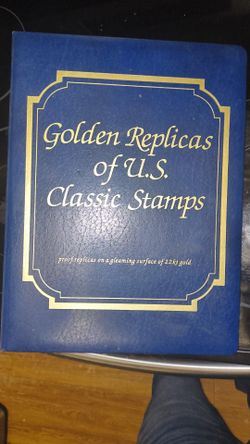 Vintage golden replicas of us classic stamps in 22 karat gold