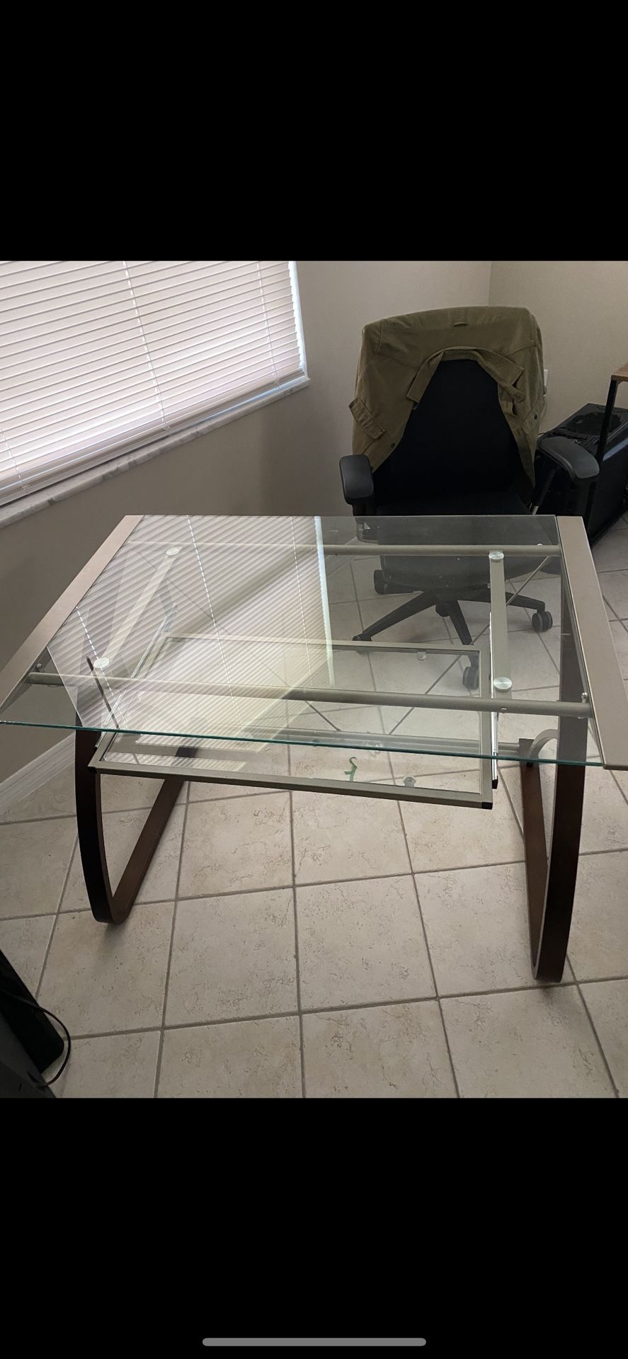 Glass desk , Beautiful ! Like New , It Is Partially Disassembled For easy Moving!