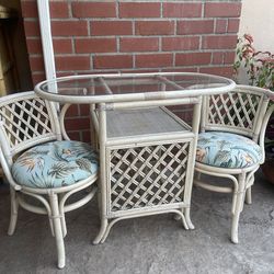 Vintage bamboo tiki table and chairs set