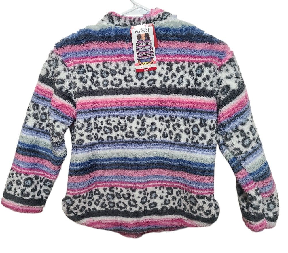 Hurley Girls Sherpa Printed Cozy Quarter-Zip Jacket, NEW with Tags Girls 7/8