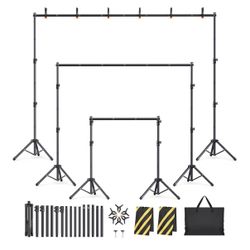 Backdrop Stand Kit - 6 Widths, 10x7.5ft Adjustable Background Stand for Parties & Studio Photography