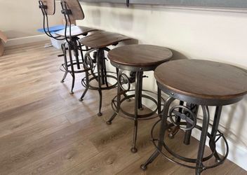Pottery Barn -  Pittsburgh Adjustable Height Mango Wood Chair/Stools, Bronze