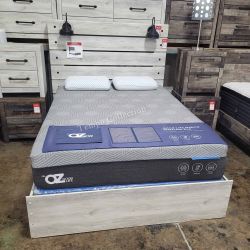 QUEEN BED, WHITEWASH, PANEL, RUSTIC INDUSTRIAL-ALL SIZES  - [NEW]