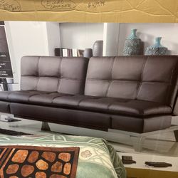 Euro Lounger(sofa)Bonded Leather, java W/ Tan Stitching