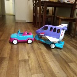 Barbie Car With Barbie Airplane 