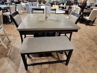6PC Gray Dining Table Set