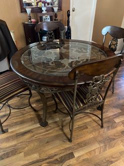 Table and four chairs