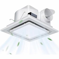 Gopper 12" Ultra Quiet Bathroom Exhaust Fan with 6500K LED Light, 1.0 Sone 120 CFM, 10x10 Mount, 1500 LM Ceiling Ventilation Fan, Energy Efficient