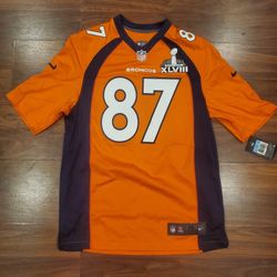 NFL Denver Broncos Eric Decker #87 2013 Super Bowl XLVIII On Field Mens Medium Jersey