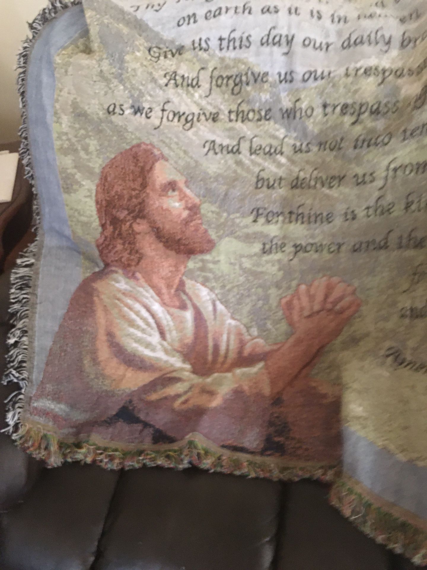 New Religious Throw with the Lords Prayer 