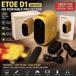 ETOE D1 (A1121) LED Portable Projector 720p 100 ANSI HDMI USB AUX Yellow