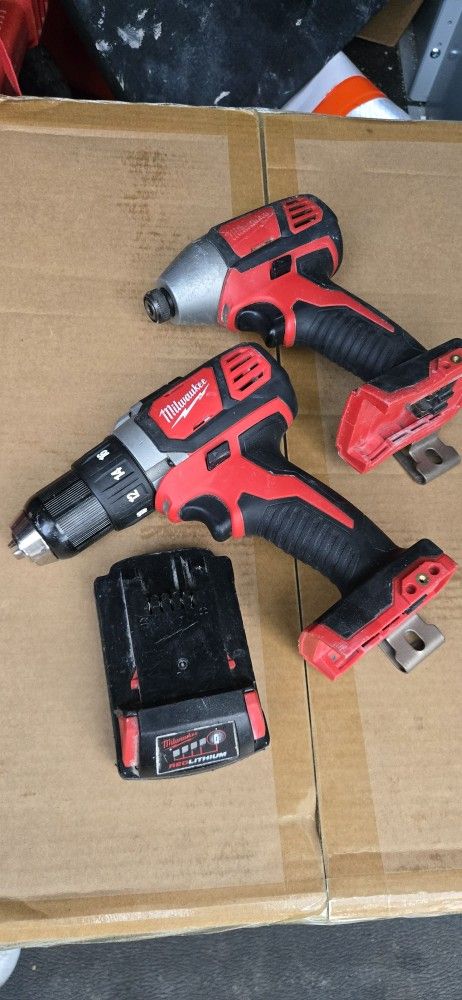 Milwaukee M18 Drill, Driver, And One Battery