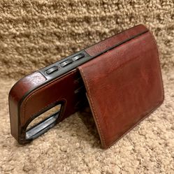 ** iPhone 15 Pro Max Wallet Case-BROWN LEATHER **