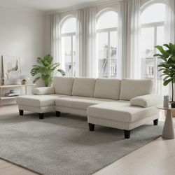 Spokane 114" U-Shaped 4 Seater Sectional Sofa with Double Chaise