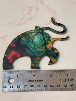 Stained Glass Style Elephant Ornament