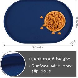 100% Waterproof 0.5" Raised Edge BPA Free Silicone Dog Food Mat