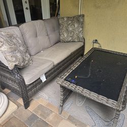 Outdoor Patio Sofa And Coffee Table 