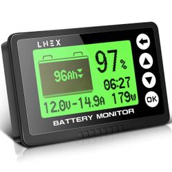 LNEX Portable Battery Monitor with Shunt, 500A Automotive Car Battery Monitor for RV Battery 10V-120V **READ CONDITION**