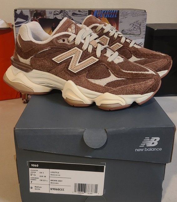 NEW BALANCE
9060 leather-trimmed brushed-suede and mesh sneakers Women's Size 5.5