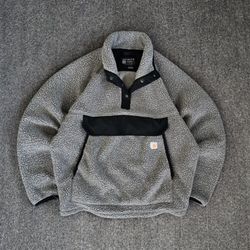 Carhartt Women's Relaxed Fit Gray Sherpa Fleece Pullover Jacket Size XL  