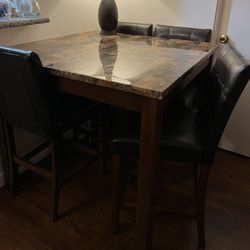 Marble-Top Dining Table with 4 Chairs
