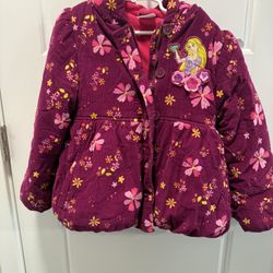 Vintage Disney Store Tangled Repunzel Coat Fleece Lined Corduroy Girls 5/6
