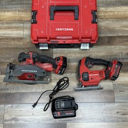 Craftsman 20v Jig Saw And Circular Saw 2 Batteries And Charger With Case