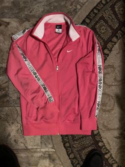 NIKE Women’s Pink and Whit Zip Up Sweatshirt