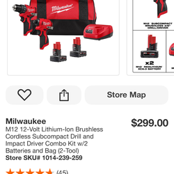 Brand New Milwaukee M12 Brushless Drill & Impact Combo Kit
