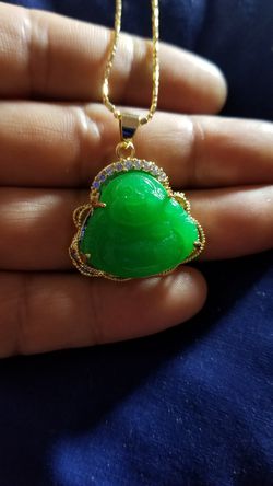 Emerald green Jade Jadeite Necklace pendant with chain