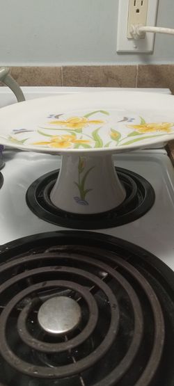 Ceramic Pedestal Cake Stand Floral Design