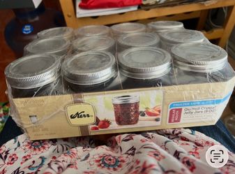 12-pack of Kerr Quilted Crystal Jelly Jars,  the 8-ounce regular mouth version.