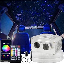 AZIMOM Dual Port 16W Twinkle Bluetooth Fiber Optic Lights 