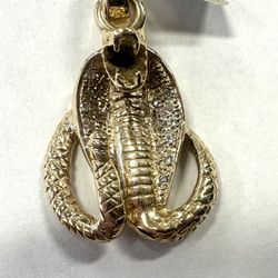 Solid Gold Cobra Snake Charm -10k/Diamonds