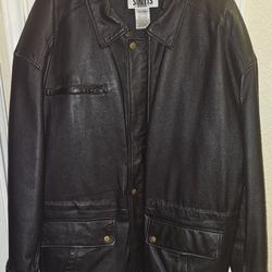 Vintage Vintage City Streets Black Leather Jacket XXL Moto Biker Streetwear Trench Coat