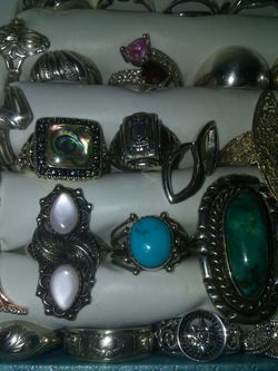 Rings .sterling silver real stones.some new some old