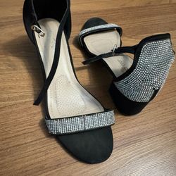 Black Sparkly Low Heels