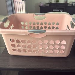 Pink laundry basket