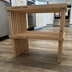 The Container Store Small Shoji Stacking Slatted Wood Shoe Shelf - Natural - 11.75”x18”x8.5” (2 Total)