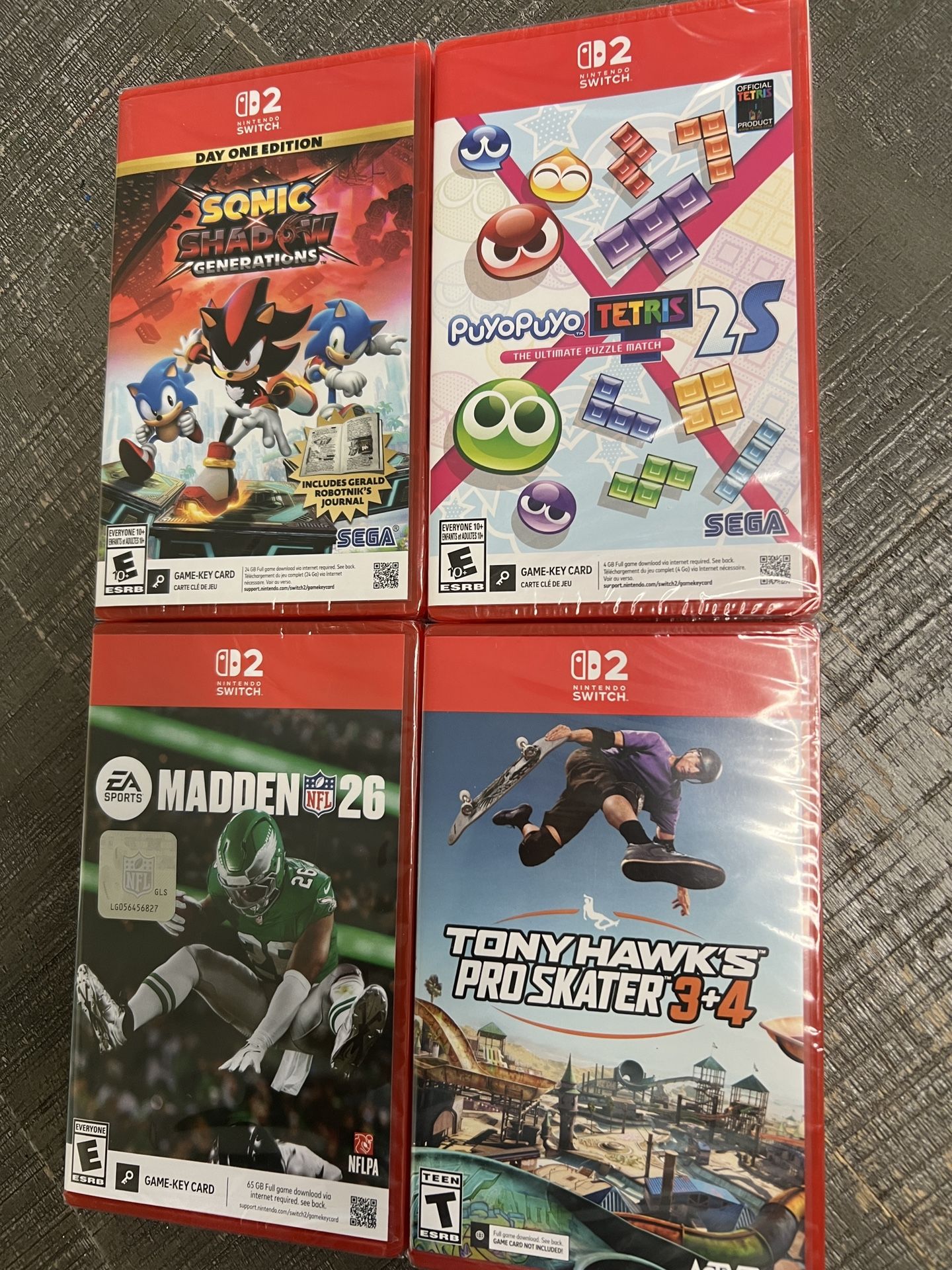 BRAND NEW & SEALED Madden 26 Puyo Tetris Tony Hawks Pro Skater 3 & 4 Sonic Shadow Generations Nintendo Switch 2