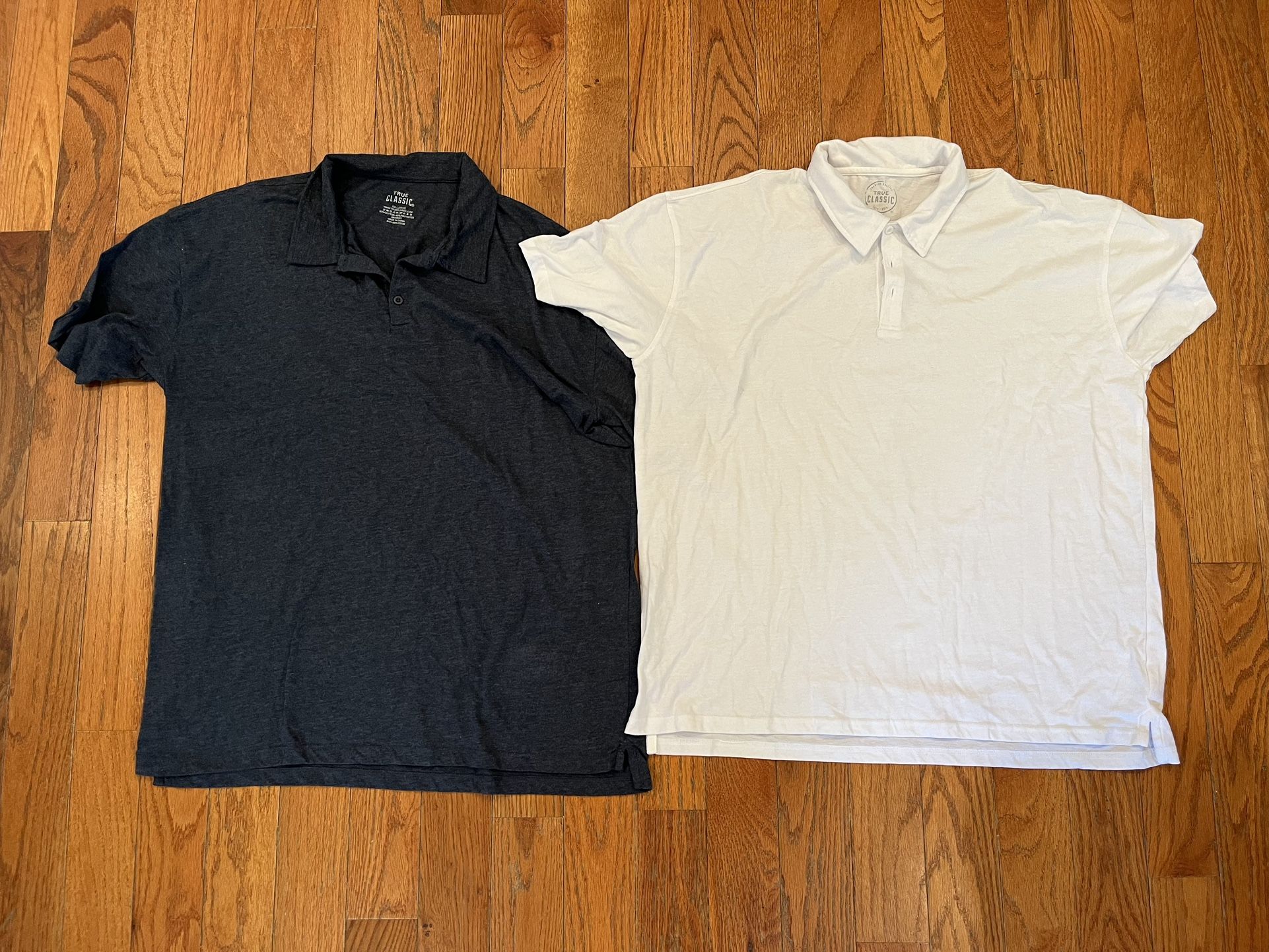 True Classic Polo Shirt Short-Sleeve White Navy Blue Men XXL 2XL Set Pair Lot