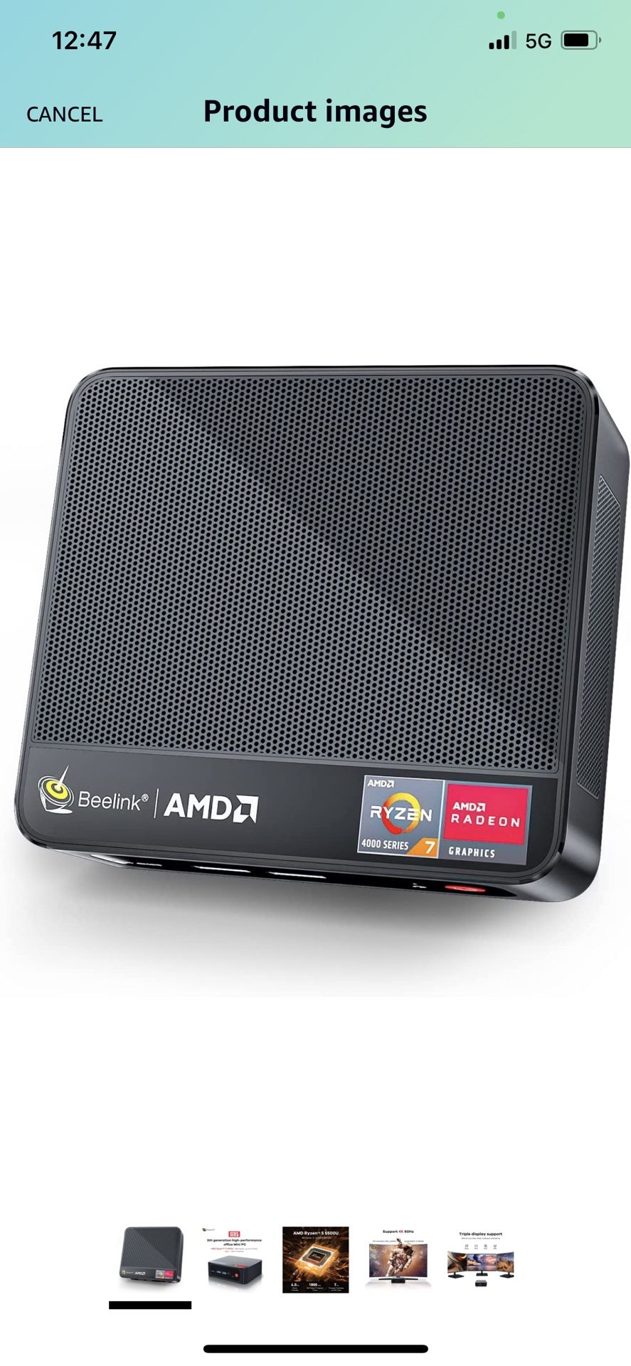 Beelink Mini PC, Mini Computer AMD Ryzen 5500U(up to 7nm